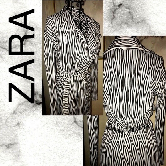 ZARA BLACK,WHITE WRAP DRESS~CUT OUT BACK~BELT~XS - Picture 4 of 6